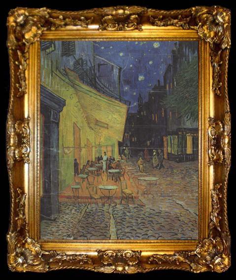 framed  Vincent Van Gogh The Cafe Terrace on the Place du Forum,Arles,at Night (nn04), ta009-2